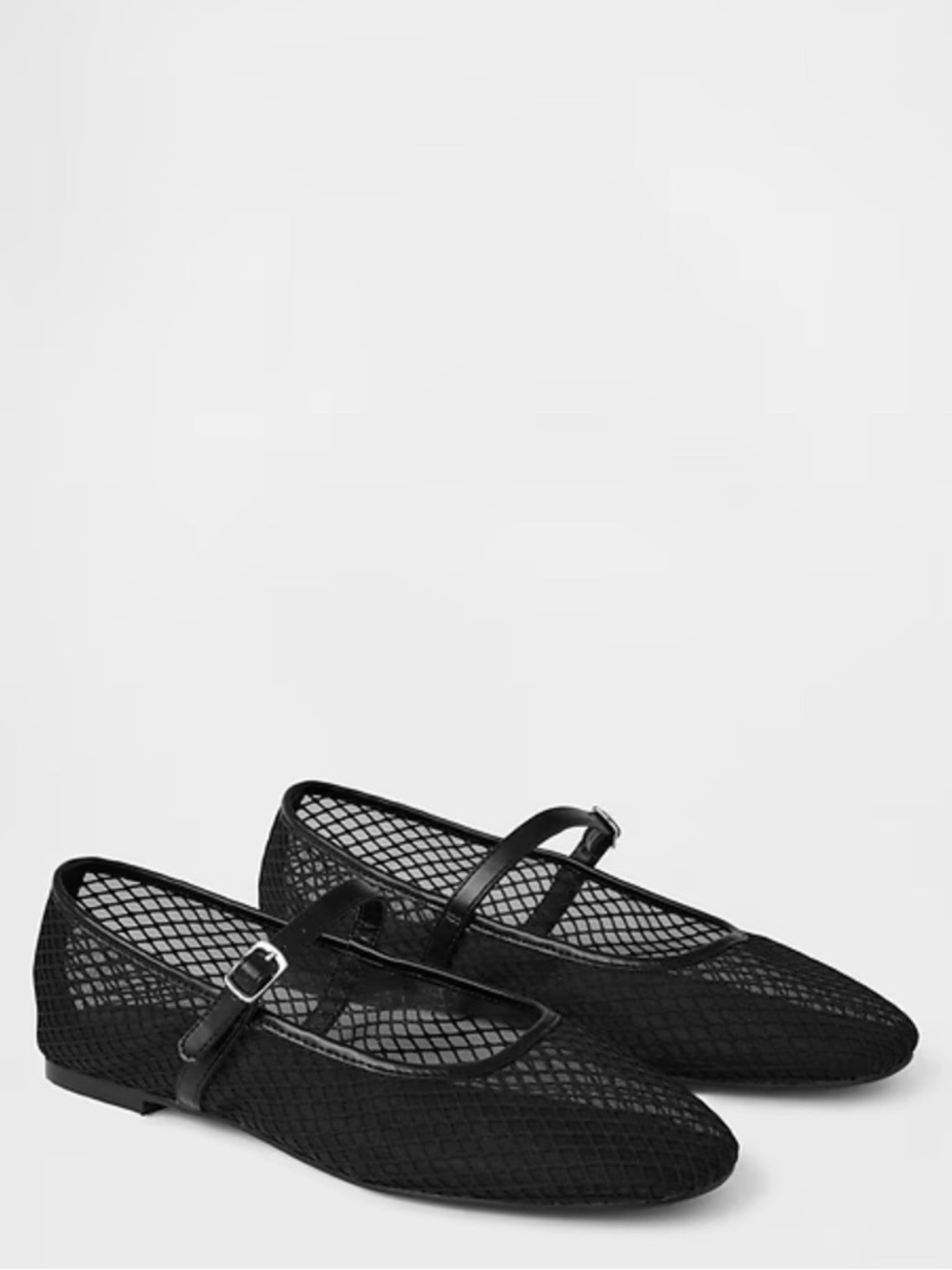 Black Mesh Mary Jane Gap Flats